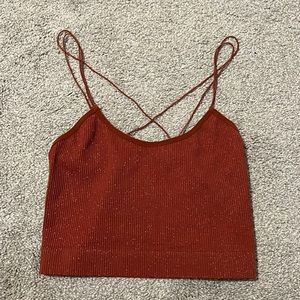 Sparkle burnt orange crop top